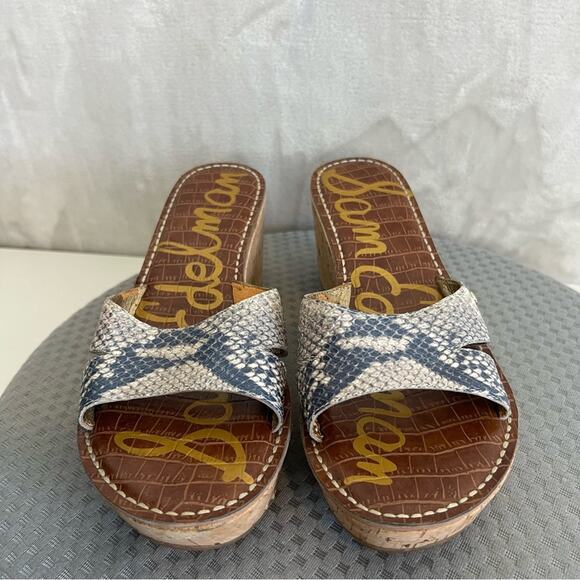 Sam Edelman Sandals Womens 10 Reid Cork Wedge Heel Slide Shoes Slip On Boho - Picture 3 of 15